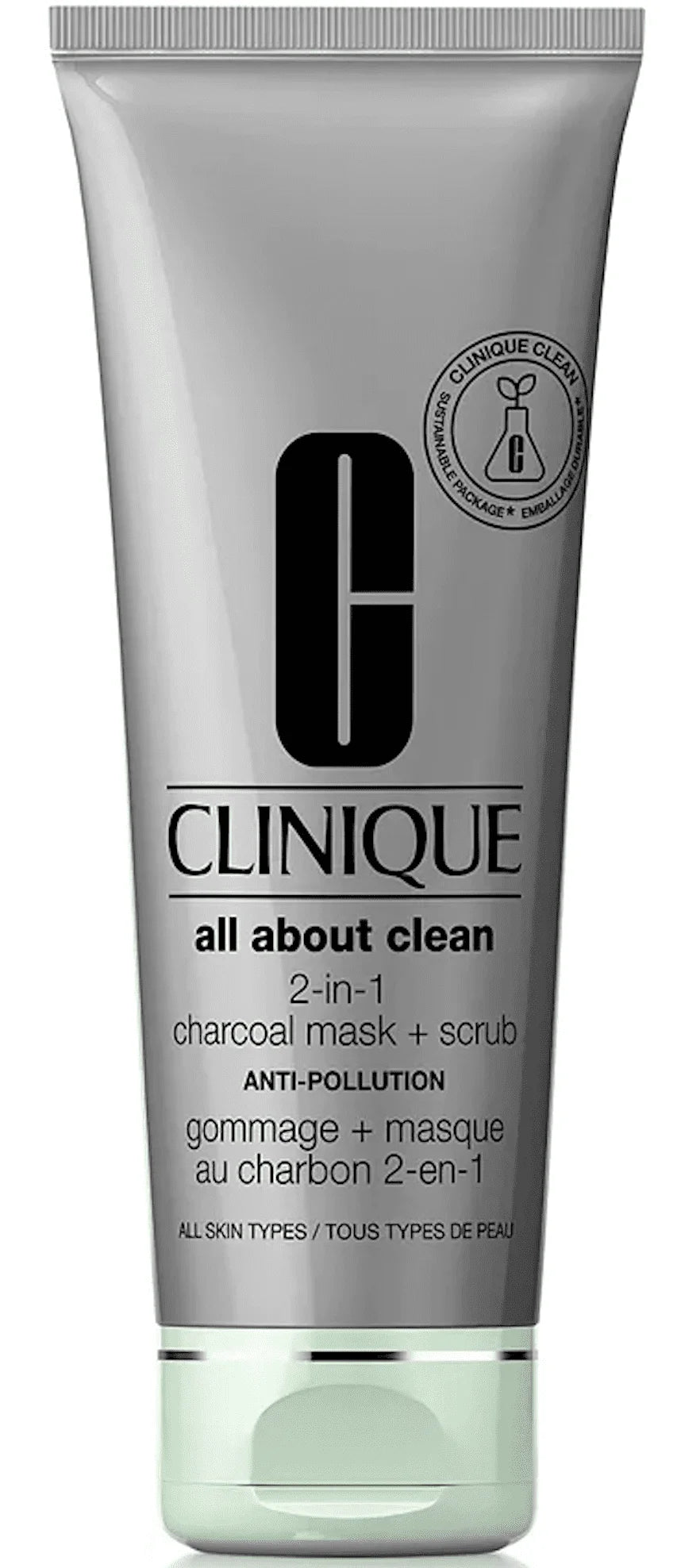 Clinique All About Clean 2-in-1 Charcoal Face Mask + Scrub, 3.4 oz / 100 ml, full size